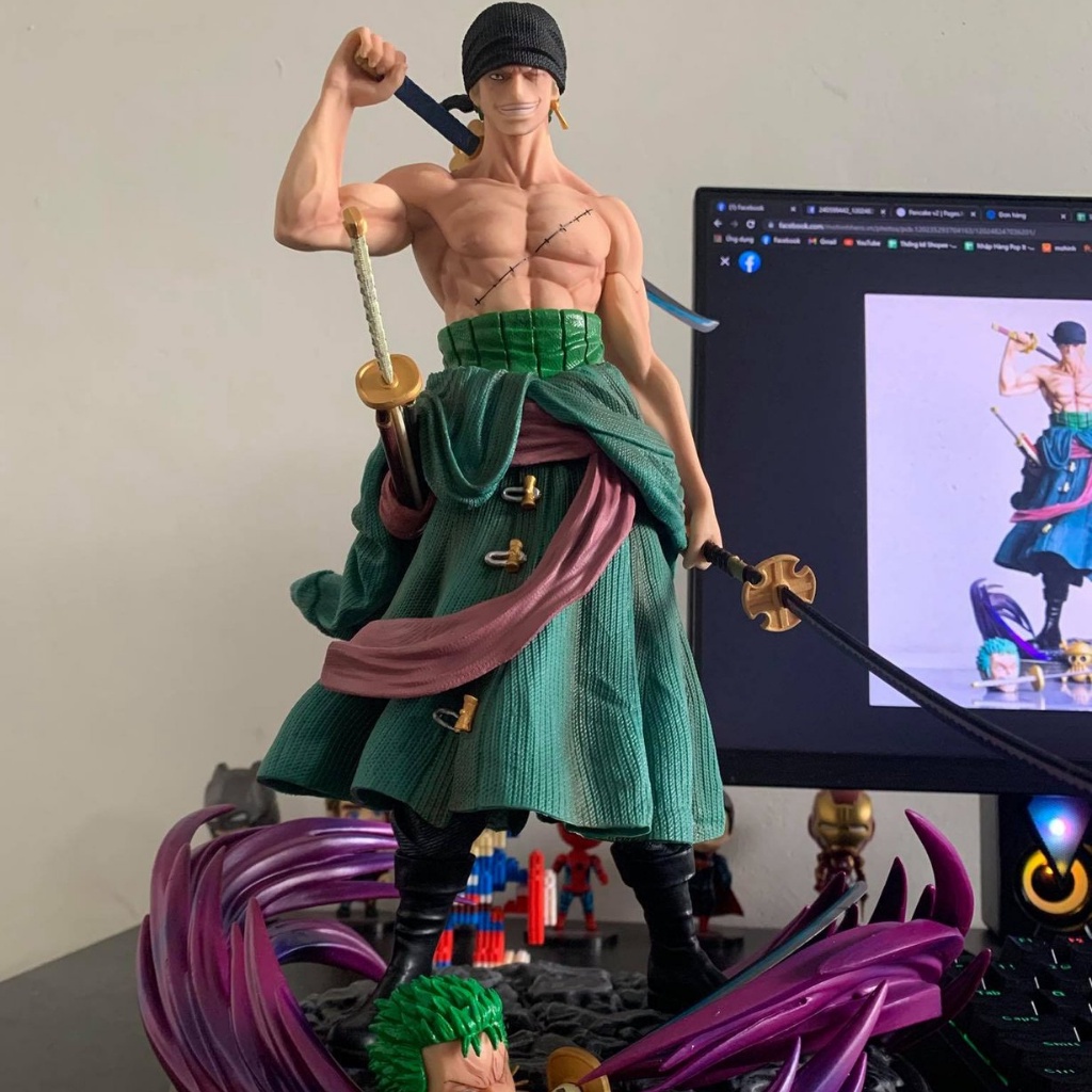 Mô hình nhân vật Zoro Sauron Roronoa 36cm có đế siêu to 2 đầu tam kiếm 3 vỏ bao - Mô hình Zoro One Piece