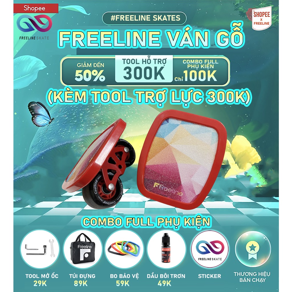 VÁN TRƯỢT FREELINE GỖ CƠ BẢN BÁNH PRO BO TÙY CHỌN