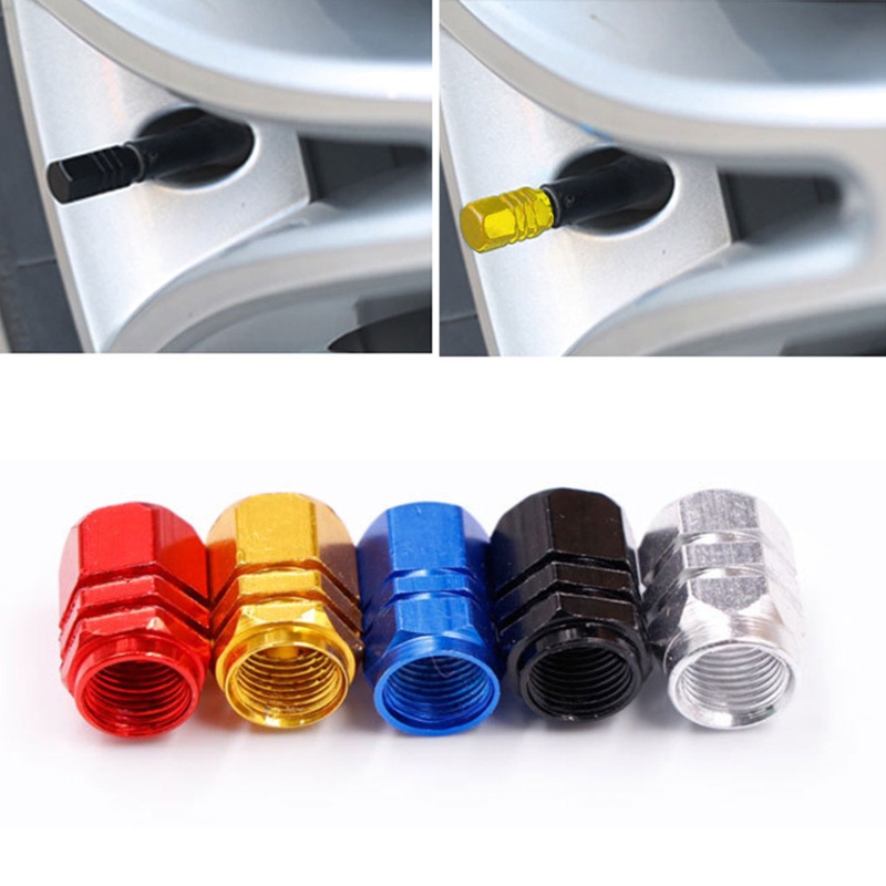 Bộ 4 Nắp Van Bánh Xe Hơi Đường Kính 9mm Bằng Hợp Kim Nhôm Chống Bụi Dùng Trang Trí Ốp
