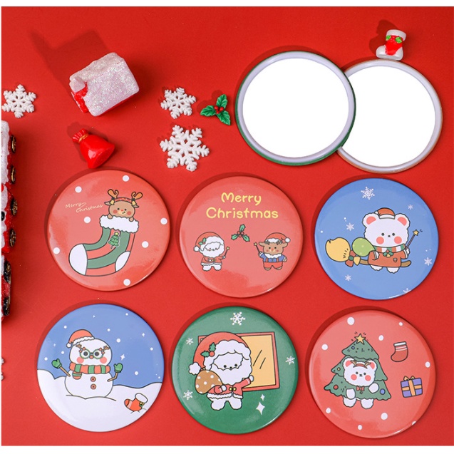 Cartoon Christmas Small Mirror Cute Mini Portable Make-up Mirror Girls Portable Mirror