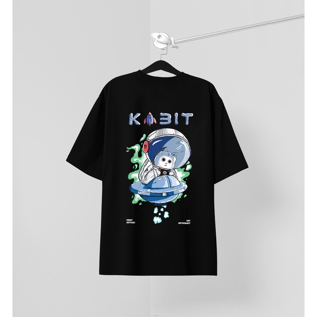 Áo Thun Mèo Phi Hành Gia Kabit - Unisex nam nữ Cotton form rộng - Kabit KMP01 | BigBuy360 - bigbuy360.vn