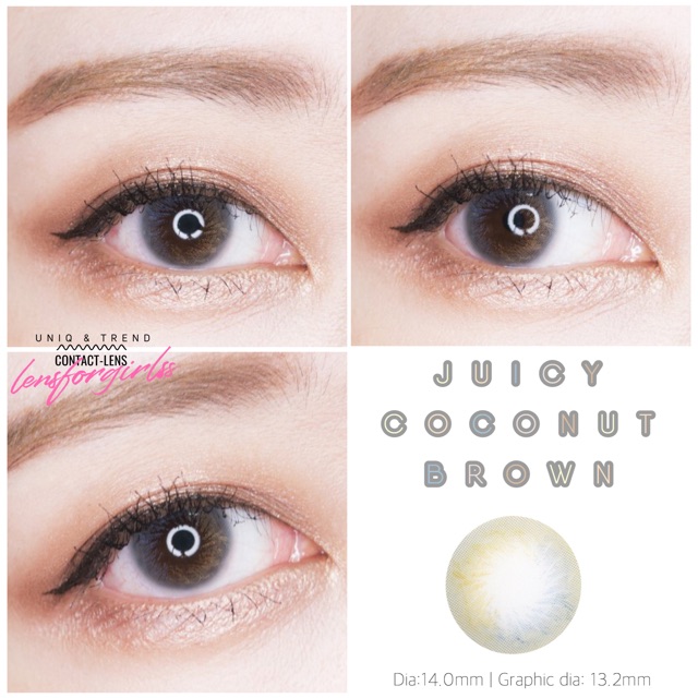 Kính áp tròng xám trong Juicy coconut brown chính hãng Lenstown | Hạn sử dụng 3 tháng | Lens cận