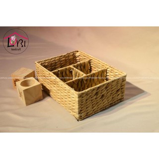 [Lubi Home] - Khay đựng đồ văn phòng lục bình hình chữ nhật có ngăn đẹp