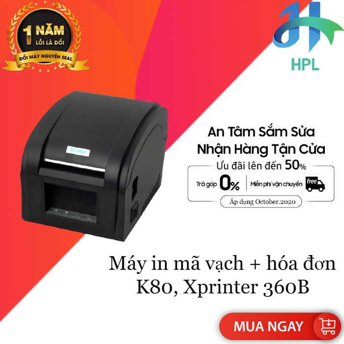 Máy in mã vạch + in hoá đơn K80 Xprinter 360B