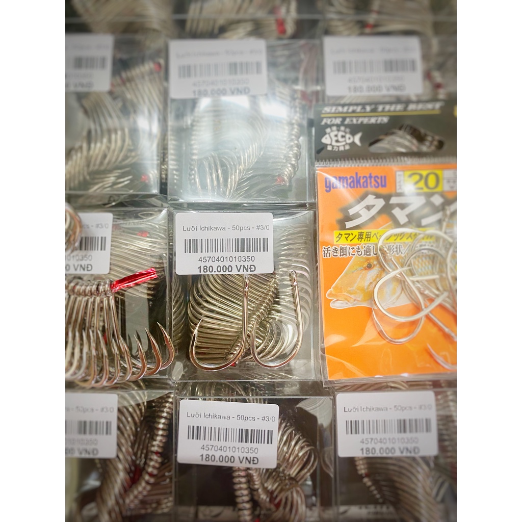 Lưỡi câu cá tra Ichikawa - Hộp 50 lưỡi - size 3/0