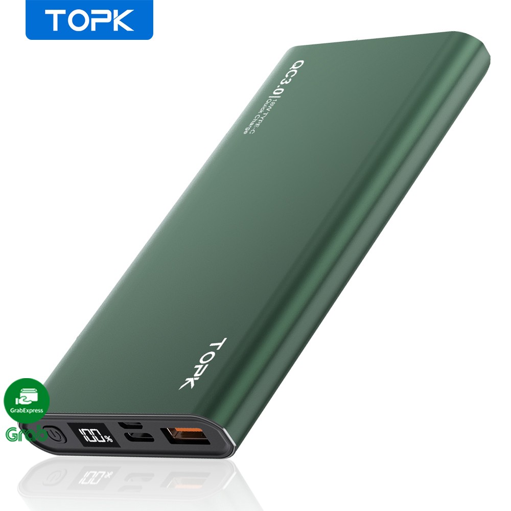 Pin Dự Phòng TOPK I1007P 20W I1006P 18W QC3.0 10000mAh Sạc Nhanh Có Màn Hình Điện Tử - Chính Hãng