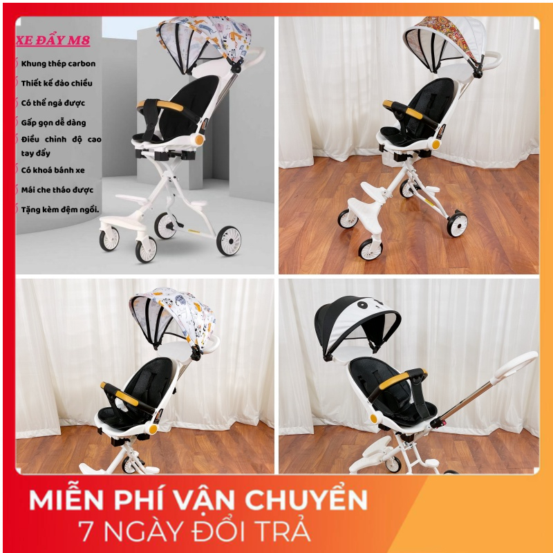 Xe đẩy  gấp gọn -NGẢ SÂU 360 - cho bé ngả ngồi 2 chế độ có đảo chiều M8BN