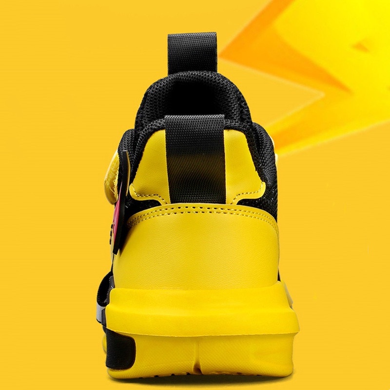 Giày Thể Thao Phối Lưới Thoáng Khí Đế Mềm Chống Trượt In Hình Pikachu Dễ Thương Cho Bé