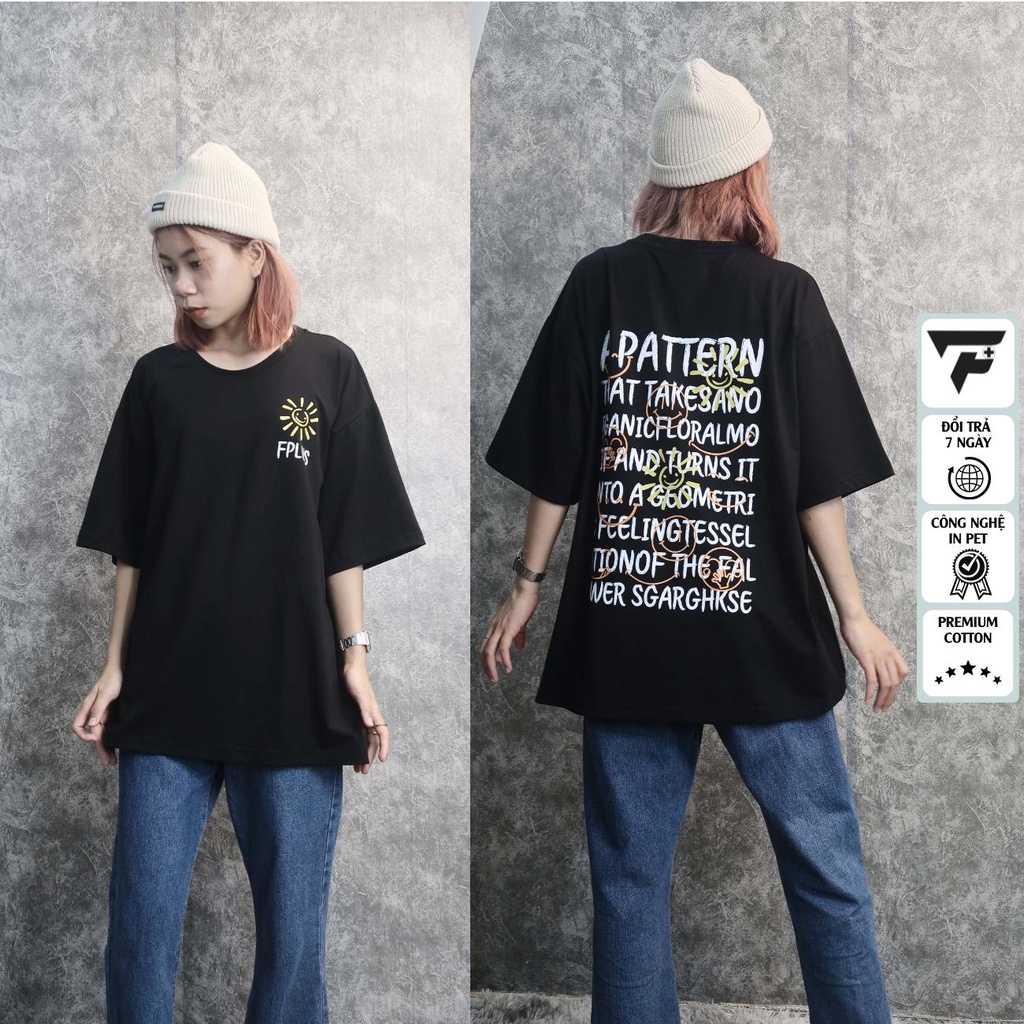 Áo thun unisex in chữ form rộng tee cá tính thun cotton 100 thoáng mát FPLUS FP67