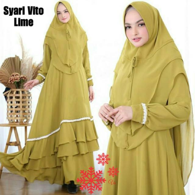 Gamis Syar 'i Gracella Full Ceruty Màu Xanh Dương Nhạt / Tím Nhạt