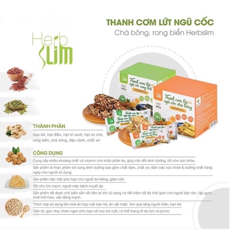 Thanh cơm gạo lứt ngũ cốc Herb Slim tiện lợi, thơm ngon, giữ gìn vóc dáng