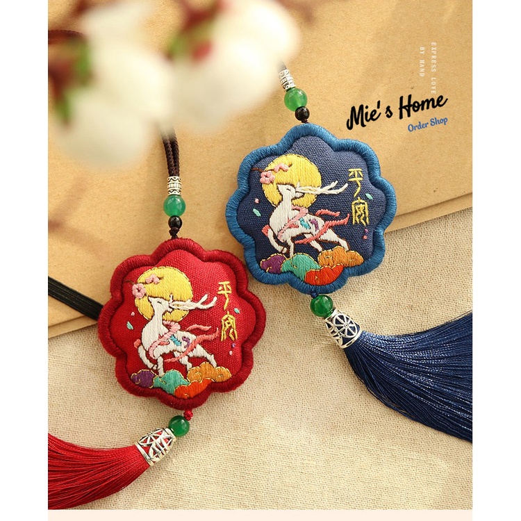 DIY Bộ kit gói nguyên liệu tự thêu túi thơm cổ trang mùa xuân Hoa vintage tự thêu Omamori Decor Handmade - MIE Shop
