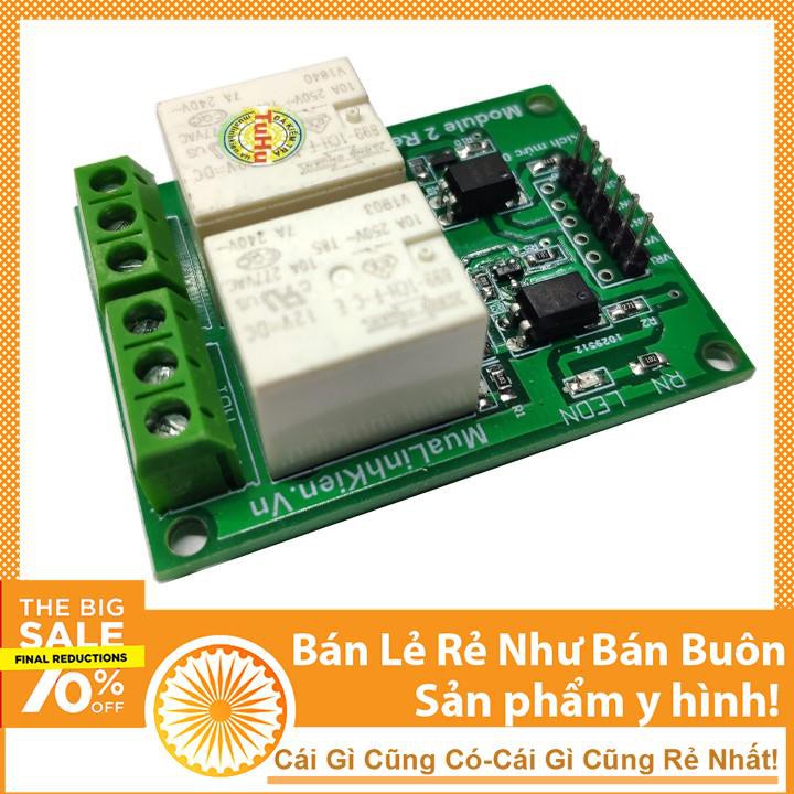 Module Relay 12V 2 Kênh 10A Cách Ly Quang