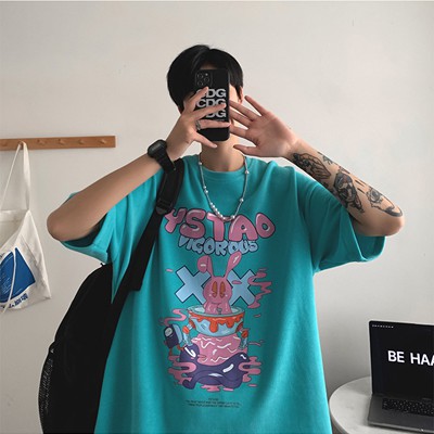 Áo cotton nam nữ unisex thun tay lỡ ulzzang phông đen cotton oversize YSTAO form rộng in hình cool ngầu SamMy96 Shop