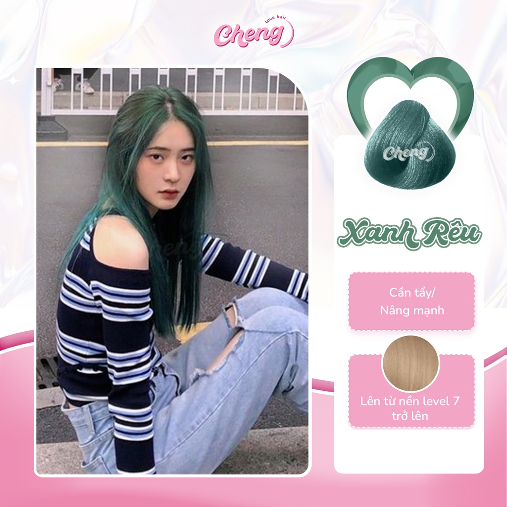 Thuốc nhuộm tóc XANH RÊU không cần thuốc tẩy tóc Chenglovehairs, Chenglovehair