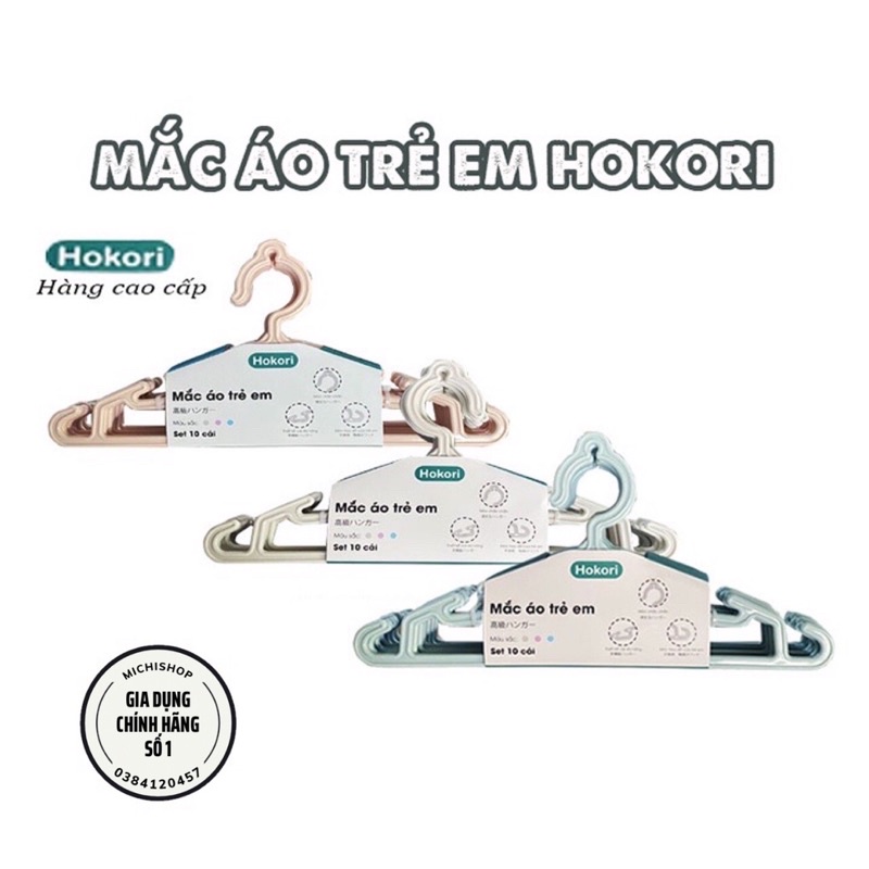 Set 10 Móc Treo Quần Áo Trẻ Em Hokori Cao Cấp Nhựa Việt Nhật Phong Cách Nhật Bản