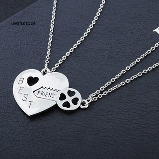 Ufl_2pcs/set love heart key pendant bff best friend letter carved necklace gift
