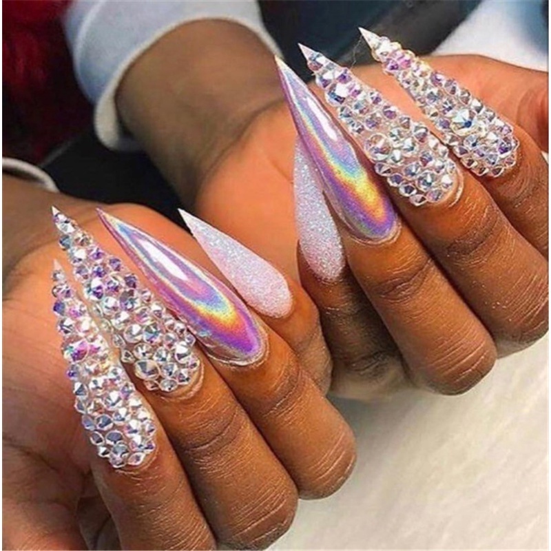 [Hàng mới về] Hộp 12 ngăn đá pha lê AB trang trí móng tay 3D sáng bóng