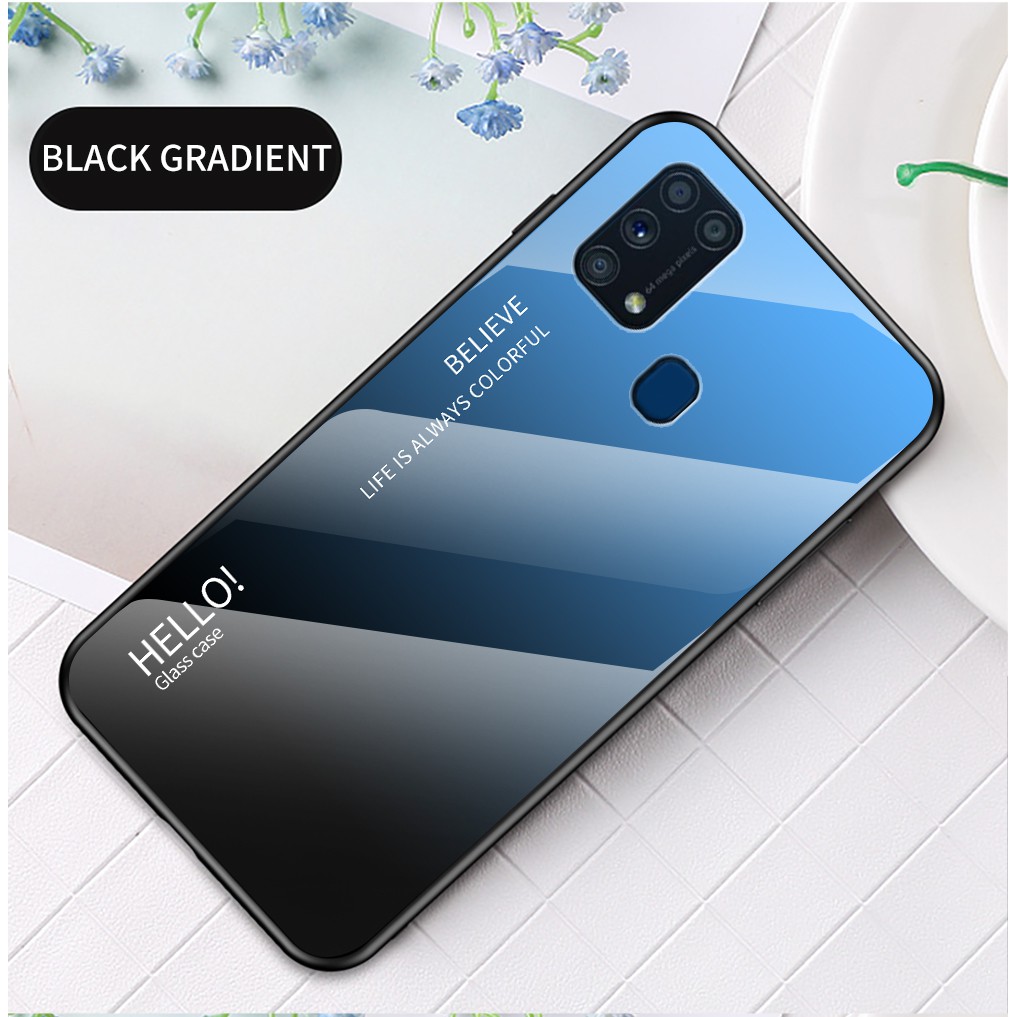 Ốp điện thoại mặt kính cứng cho Samsung Galaxy M31