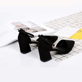 Giày sandal cao gót mũi nhọn da lộn
