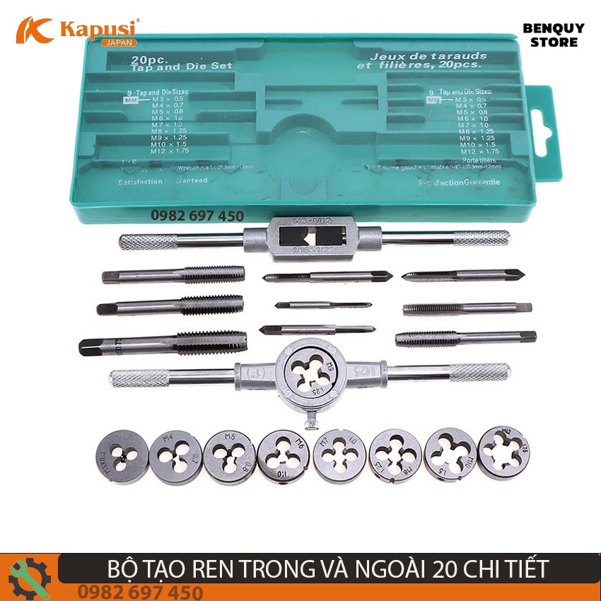 BỘ TARO TẠO REN ĐAI ỐC _ BỘ TA RÔ REN RĂNG TRONG VÀ NGOÀI 20 CHI TIẾT HÀNG CHẤT LƯỢNG CAO. BẢO HÀNH 6 THÁNG.