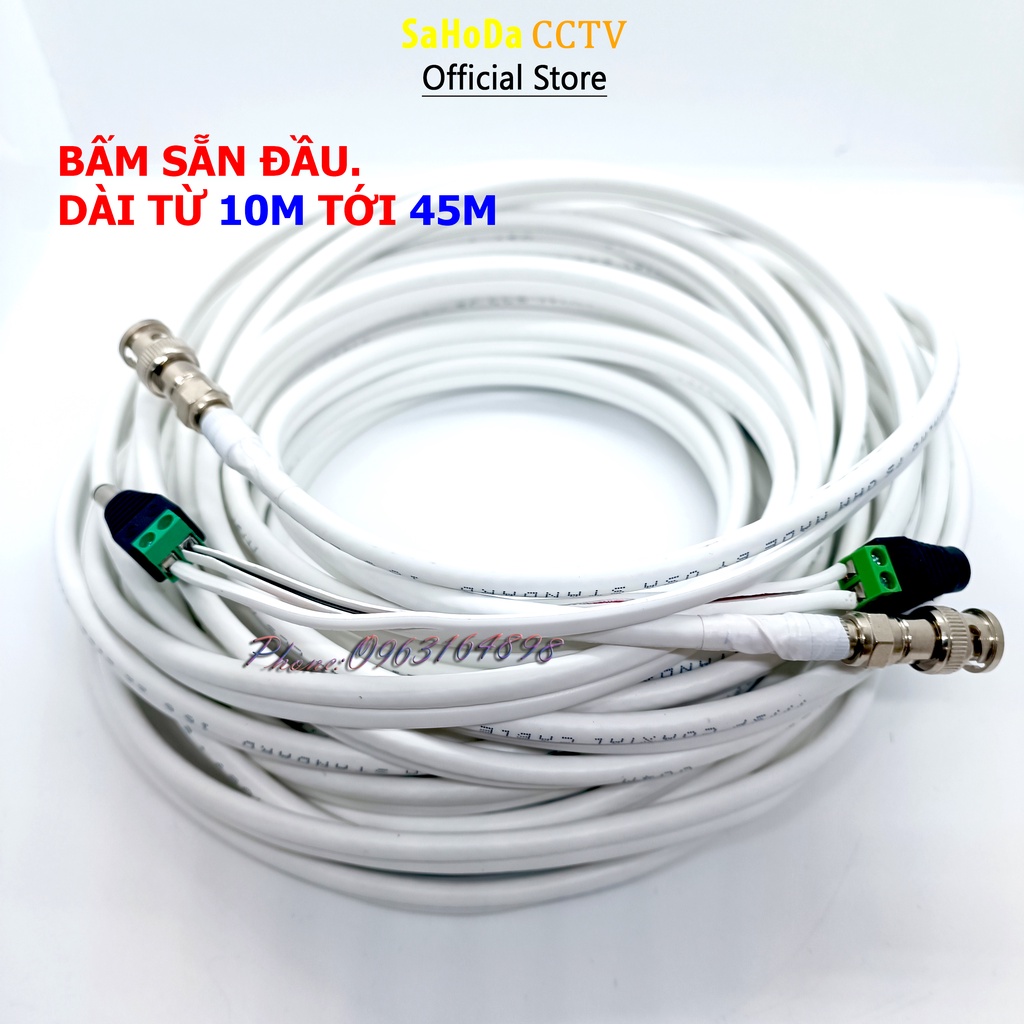 Dây cáp đồng trục liền nguồn bấm sẵn 2 đầu dài từ 10 tới 45m