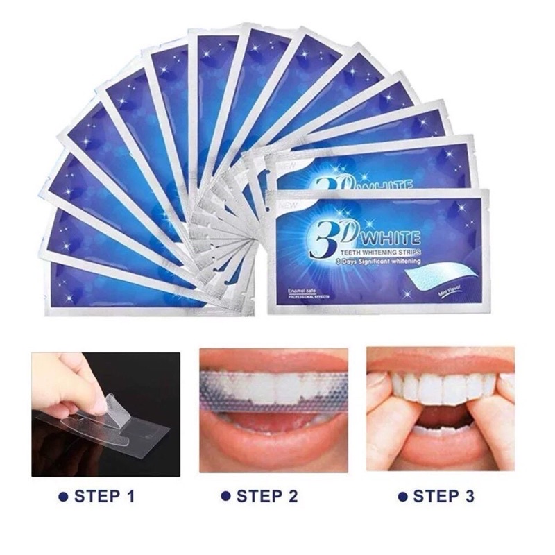 Hộp 7 cặp 14 miếng dán trăng răng 3D White Teeth Whitening Strip