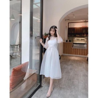 Váy trắng dự tiệc, chụp ảnh cưới siêu xinh kèm ảnh thật MS792 SẴN SIZE M 💓