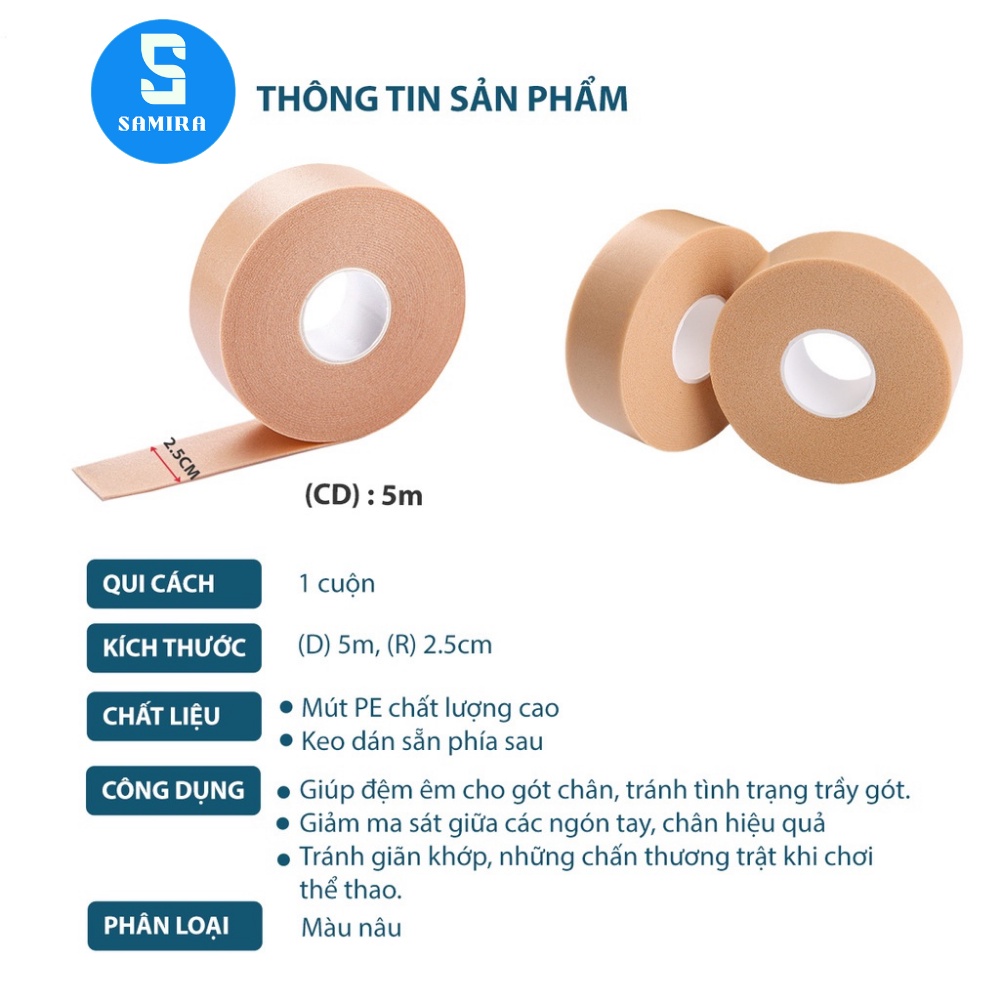 Cuộn băng keo đa năng 5m dán gót bảo vệ chân chống ma sát đau chân chai chân khi mang giày cao gót SA22