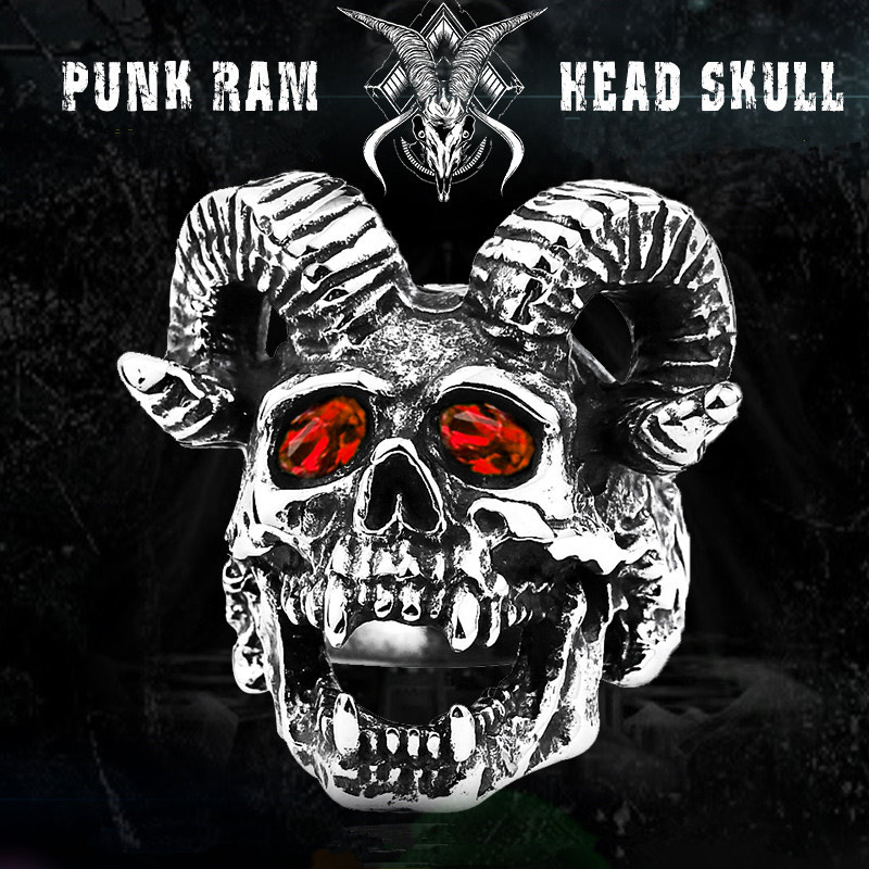 Nhẫn bằng thép không gỉ 316L mặt hình đầu lâu phong cách Punk cá tính vintage dành cho nam