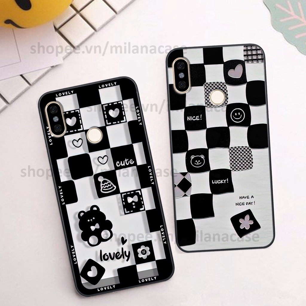 Ốp Xiaomi Mi A2 in hình caro trái tim siêu đẹp, siêu nét đầy phong cách cá tính