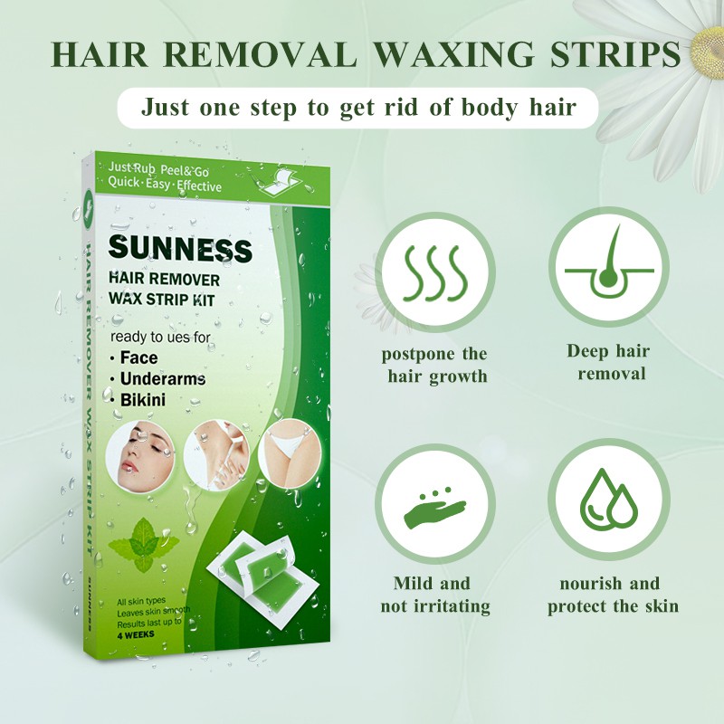 Set 24 miếng sáp dán tẩy lông SUNNESS hai mặt tự nhiên cỡ lớn 9x18 100g | BigBuy360 - bigbuy360.vn