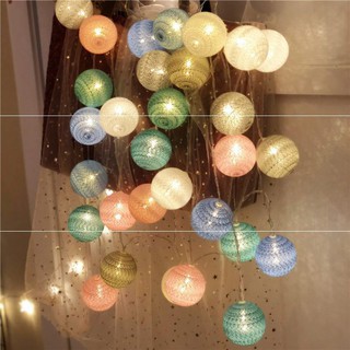 Đèn Led Ball Cotton Thái Lan ( 20 Bóng) Trang Trí Nhà Cửa, Sân Vườn Cắm Điện Trang Trí Cây Thông Giáng sinh Noel