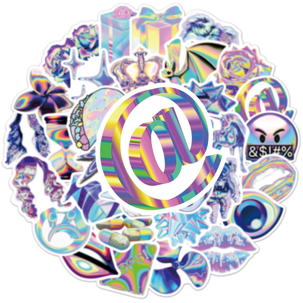50 nhãn dán màu laser chống nước họa tiết hoạt hình trang trí điện thoại/máy tính xách tay