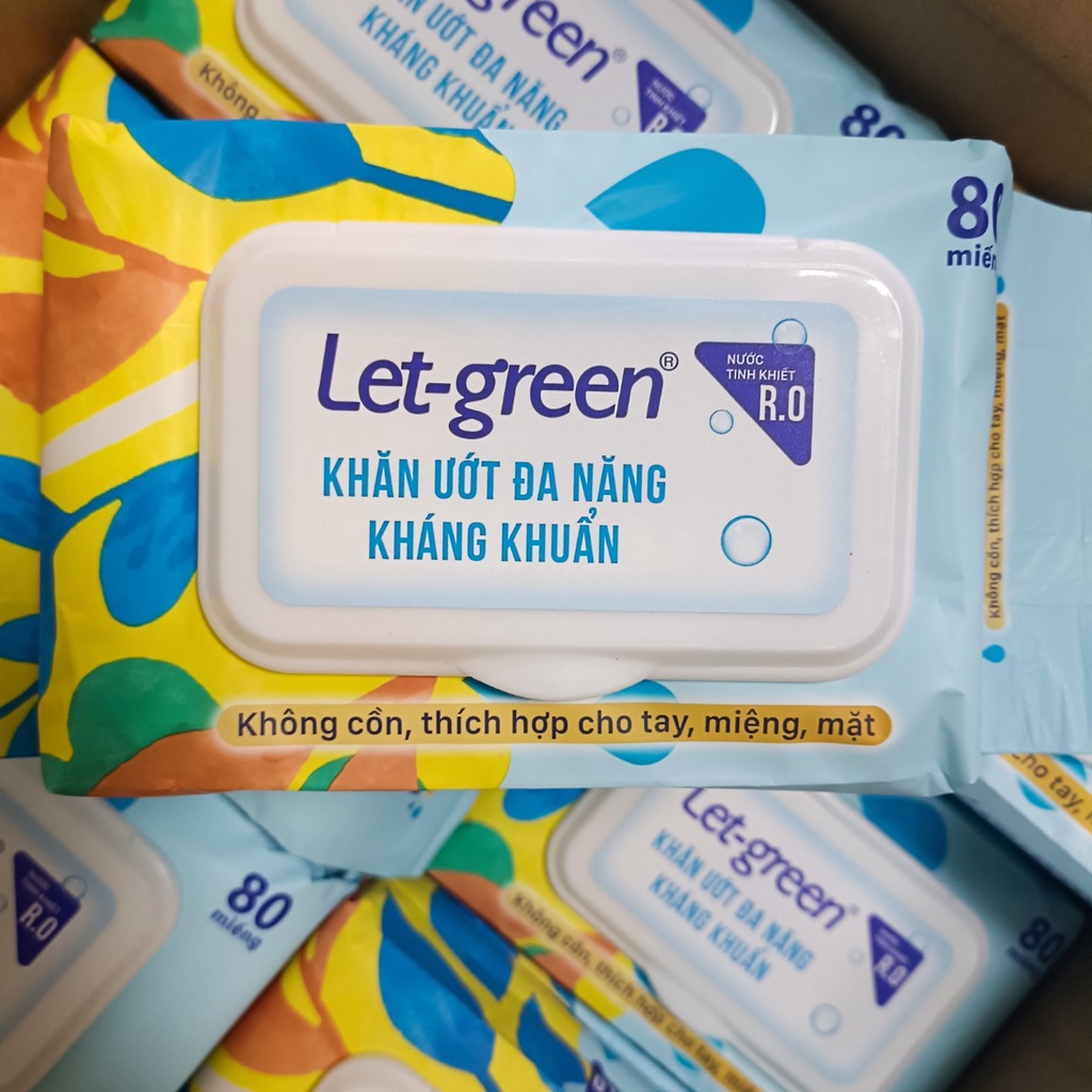 Khăn ướt kháng khuẩn letgreen 80 miếng /1 hộp.