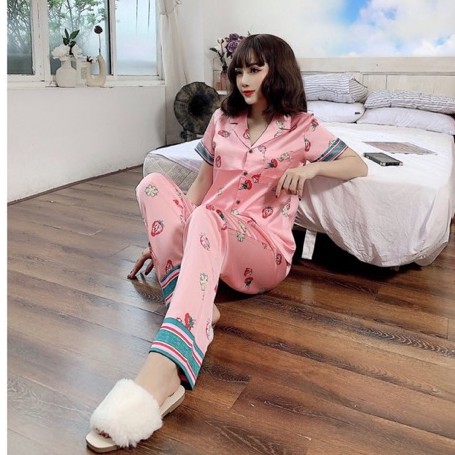 Bộ ngủ pijama lụa phối cổ chất đẹp | WebRaoVat - webraovat.net.vn
