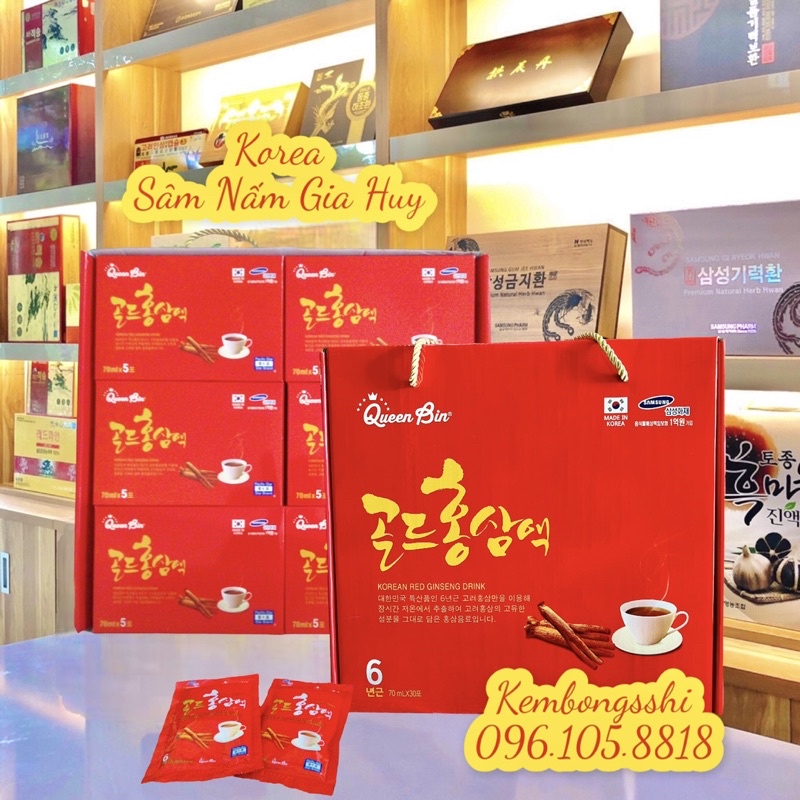 Nước Hồng Sâm QUEEN BIN 6 năm tuổi Hàn Quốc - Hồng sâm chén