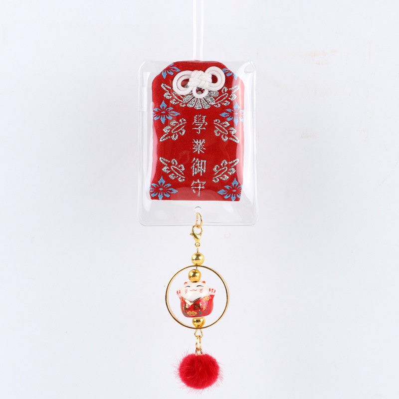 Túi Phước May Mắn Omamori Mèo May mắn Bọc Vỏ Silicon tặng Đá Ngũ Sắc