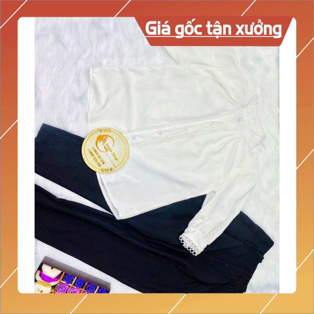 [Chất lượng số 1] ÁO SƠ MI NỮ TRẮNG CỔ VIỀN REN TAY LỬNG | BigBuy360 - bigbuy360.vn