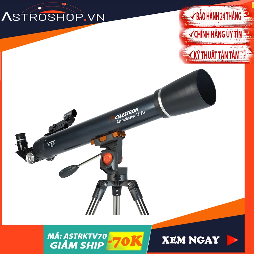 Kính thiên văn khúc xạ Celestron AstroMaster LT 70AZ độ phóng đại lên tới 165x - Bảo hành 24T