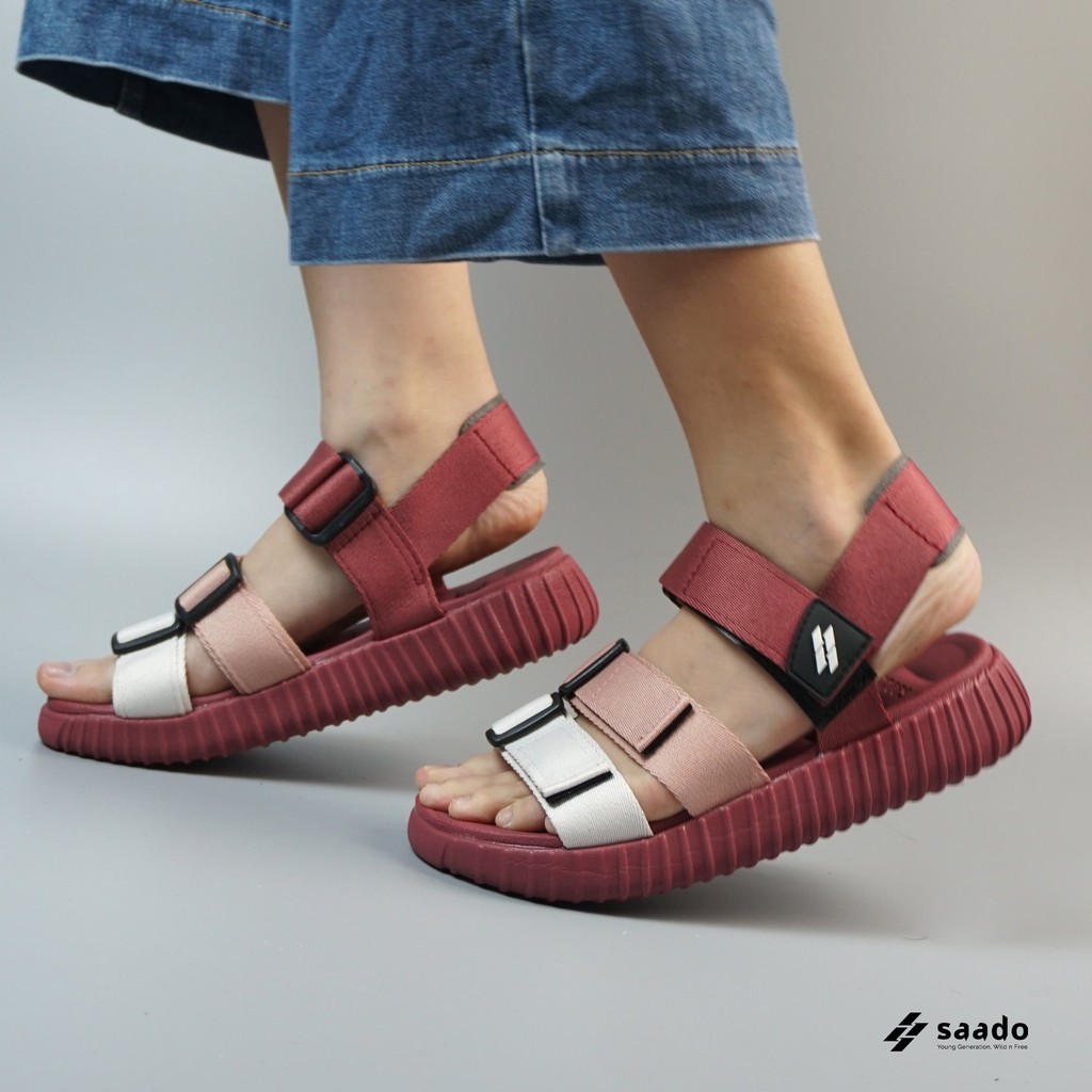 [CHÍNH HÃNG] SANDAL SAADO | BC02 Sunset – Màu Đỏ Đô Hồng Pantone | Giày Dép Sandals Nam Nữ Quai Ngang