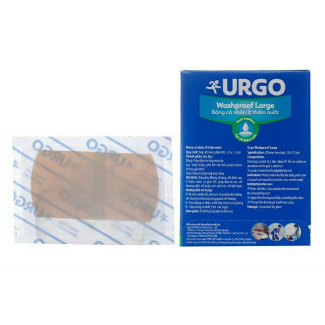 [chính hãng] Băng cá nhân bản to Urgo ít thấm nước (hộp 30 chiếc)