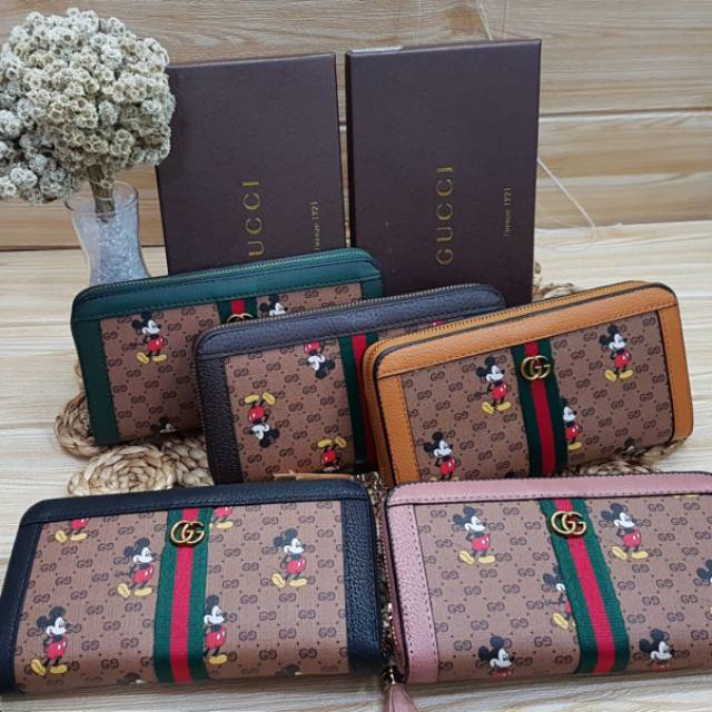 Ví Gucci Dáng Dài In Hình Chuột Mickey Dễ Thương Cho Nữ