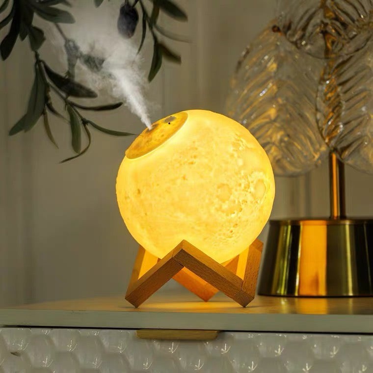 Máy Xông Tinh Dầu MoonLight, Máy Phun Sương Mặt Trăng Tỏa Hương, Khử Mùi, Tạo Ẩm Chống Khô Da LIIN DECOR