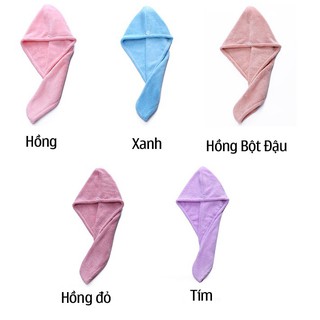 Khăn quấn khô tóc có nút cài ko xù lông siêu thấm nước