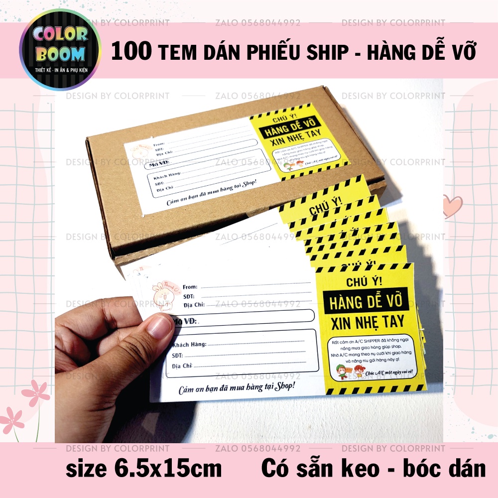 100 Tem Dán Ghi Đơn Hàng - Hàng Dễ Vỡ