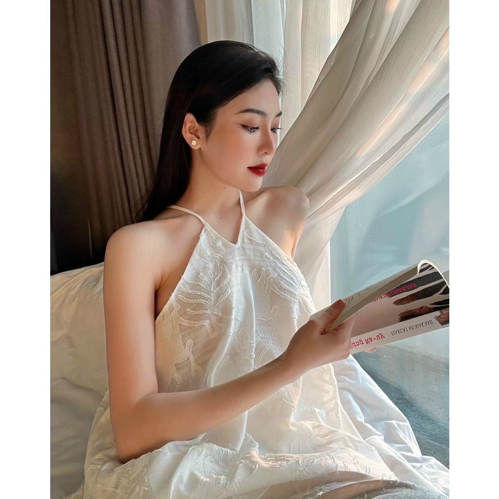 Set ren lá cổ yếm. hàng có lót, quần bo chun dễ mang-0554