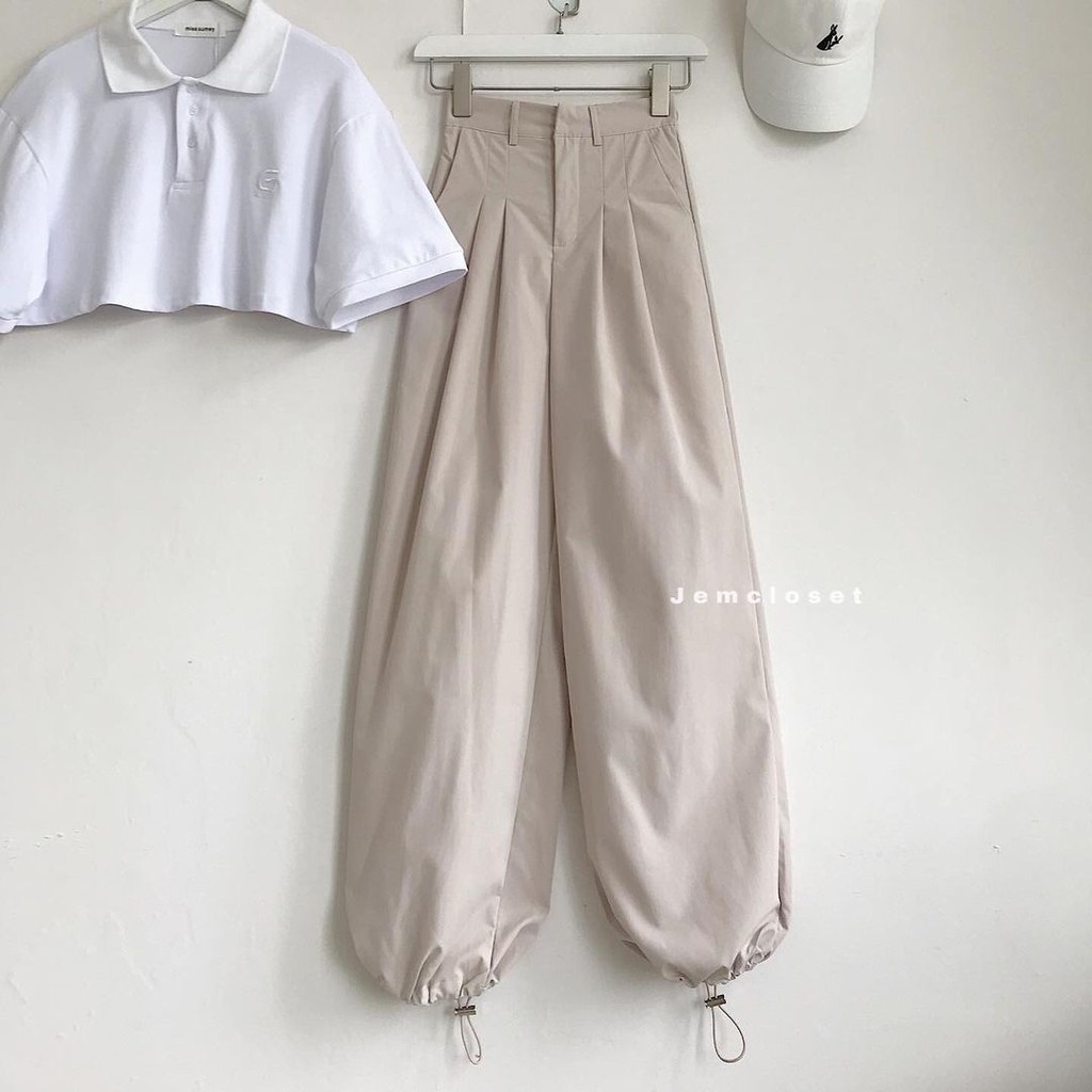 Quần Vải Ống Rộng Nữ Gous Official Quần Kaki Phong Cách Thể Thao Thỏa Mái Cá Tính CAL Dây Rút Ống - 2646