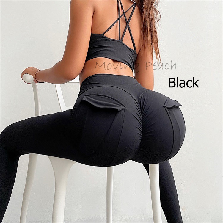 Quần legging MOVING PEACH CLI thể thao lưng cao nâng hông có túi dành cho nữ