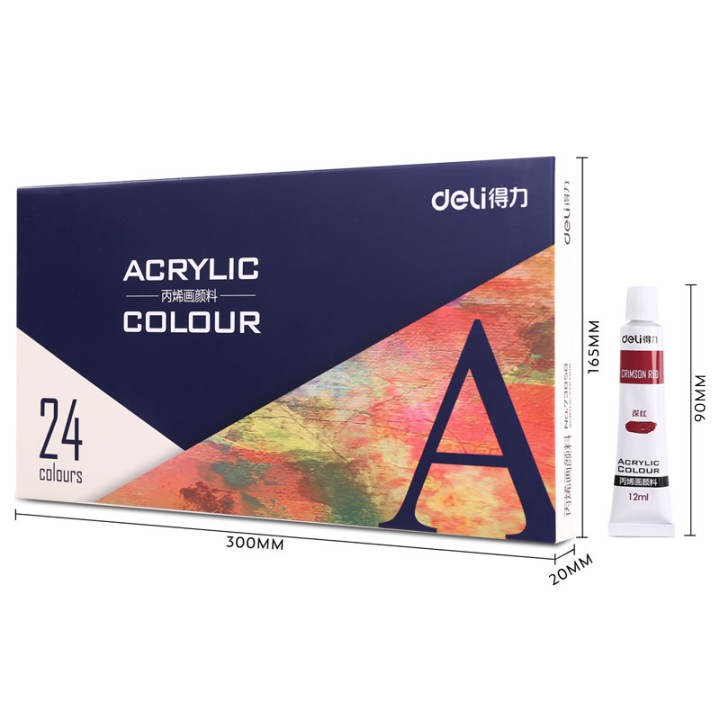 MÀU ACRYLIC TUÝP 12ML DELI BỘ 12/18/24 MÀU